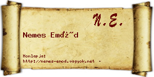 Nemes Emőd névjegykártya